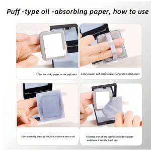 CLBX-papier d'aspiration d'huile pour le visage pour peau <span class=keywords><strong>grasse</strong></span> d'été, avec miroir et houppette, charbon de bambou - Product Image 5