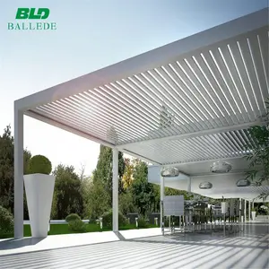 Furnitur logam luar ruangan bioclisatic pergola marquee aluminium mewah gaya Eropa dengan lampu RGB