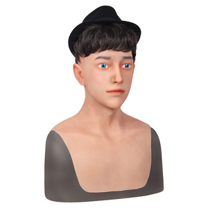 Masques masculins en silicone pour la tête et le visage, pour jeune <span class=keywords><strong>homme</strong></span>, garçon élégant, masque amusant, masque pour fête d'Halloween, masque pour travestissement, jeu de rôle - Product Image 2