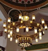 Lustre suspendu de luxe en or, design de mosquée personnalisé, projet de décoration d'église, vente en gros
