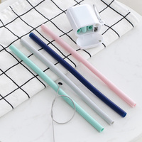 Nouvel arrivage de pailles à boire pliables souples et sûres paille en Silicone réutilisable de qualité supérieure avec étui et brosse