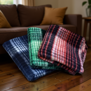 Couverture Colap Tilma Nevada 1,40mx2m en laine acrylique à carreaux pour lit, toutes saisons - Product Image 2