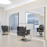 Miroir de Salon de Coiffure Professionnel en Alliage d'Aluminium avec Éclairage LED – Mobilier et Équipement Commercial pour Barbiers et Coiffeurs – Vente en Gros