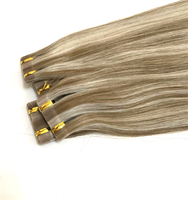 Extensions de cheveux Remy européens de haute qualité, à bandes adhésives légères, super double drawn, teintes, à trame simple, sans emmêlement, pour salons