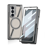 Casing ponsel kulit PU lembut berlapis elektro tahan benturan desain mewah terlaris untuk Samsung Z Fold 6 modis bisnis