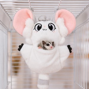 Sac de couchage suspendu en fausse fourrure de lapin, type marionnette à main, et nid-caverne en peluche pour petaugeur, 2-en-1, pochette de réconfort, lit-cage chaud, doux et confortable - Product Image 3
