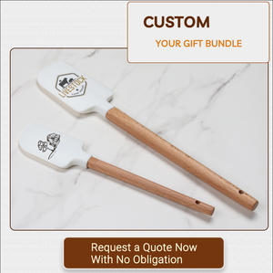 Espátulas de silicona para hornear grabadas con serigrafía personalizada con logotipo OEM con mango de madera - Product Image 2