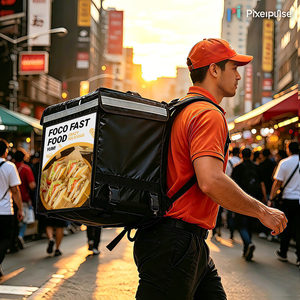 Zaino per Consegna Cibo Pixelpulse con Display LED a Colori, WiFi 4G, GPS, Borsa LED per Asporto con Schermo Pubblicitario per Bicicletta - Product Image 1