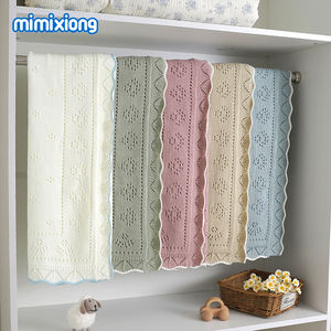 Novedad 2026 Mimixiong OEKO Tex Mantas de Algodón Tejidas para Bebé Recién Nacido con Adorable Borde de Concha y Patrón Hueco Sólido - Product Image 2