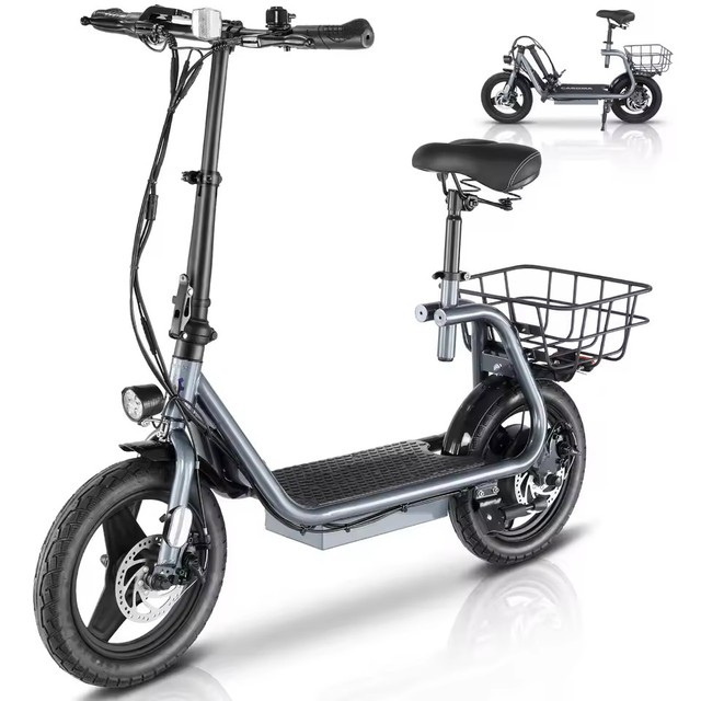 Electric Scooter Adults, 30Miles Long Range, 14" Tire, 20MPH Top Speed, Adjustable Electric Scooter with Seat