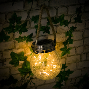 โคมไฟแขวนพลังงานแสงอาทิตย์แบบกันน้ำ IP65 20 LED รูปทรงโหลแก้ว แสงสีขาวอบอุ่น สำหรับตกแต่งสวน หญ้า และเทศกาลต่างๆ - Product Image 4