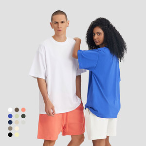 T-shirt surdimensionné vierge de haute qualité Conception d'épaule tombante T-shirt uni Streetwear Impression personnalisée T-shirts pour hommes - Product Image 2