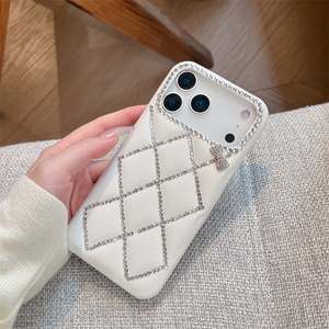 เคสโทรศัพท์มือถือหนัง PU ลายตารางลายแกะคุณภาพสูงสำหรับ iPhone 16 15 14, เคสสำหรับ iPhone 17 Pro Max สีขาวสำหรับสาวๆ - Product Image 1