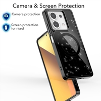 Étui de téléphone magnétique à Charge sans fil de luxe Bling Glitter pour Redmi Note 13 Pro 4G 5G couverture de téléphone antichoc en Tpu translucide