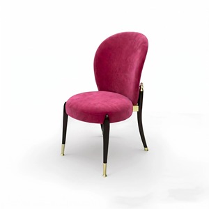 <span class=keywords><strong>Chaise</strong></span> de salle à manger de mariage haut de gamme à dossier rond en <span class=keywords><strong>velours</strong></span> <span class=keywords><strong>rose</strong></span> et pieds en métal robuste avec embouts dorés pour événements de luxe - Product Image 3