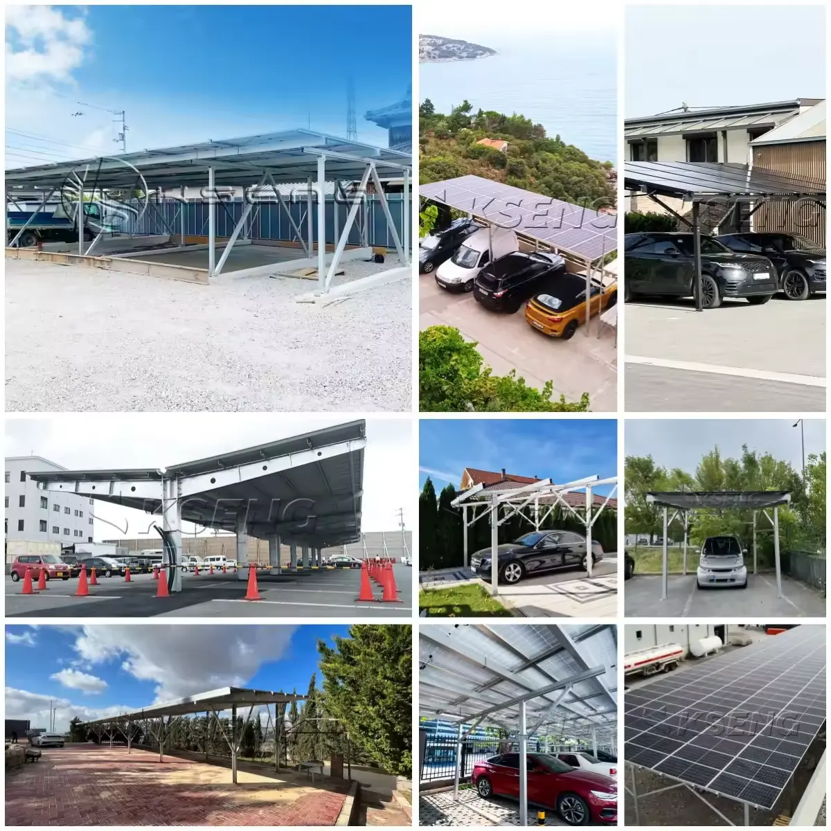 Snelle Installatie Solar Aluminium Parking Structuur Pv Solar Carport Montage Systeem Solar Carport Racking Pv Carport