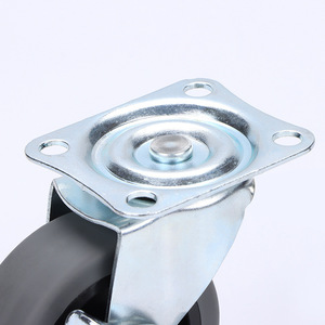 3 Inch Swivel Rubber Caster With Brake Flat Bottom Industrial Trolley Wheel Furniture Castor Bolt Hole Type Soft Tread - Product Image 1
