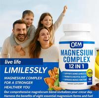 Capsules de complexe de magnésium 90 unités Glycinate Citrate Malate Oxyde 12 en 1 Soutien pour un sommeil réparateur Marque privée OEM