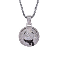 Collier pendentif visage baveur en gros, bijoux hip-hop sertis de CZ