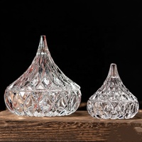 Conteneur de bonbons de haute qualité, pot de stockage en verre transparent en forme de goutte d'eau avec couvercle en verre