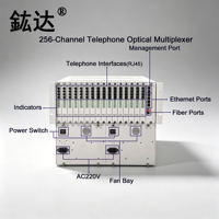 Multiplexer Optik Telepon PCM 256 Saluran FXS/FXO RJ45 Konverter Suara Melalui Serat Optik