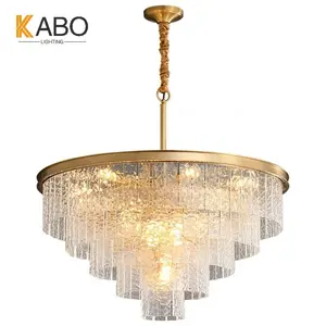 Kabo lampadario in ottone illuminazione designer elegante con lampadari in vetro strutturato soffitto in ottone di lusso