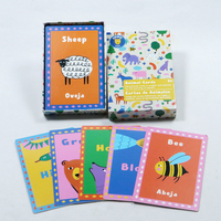 Jeu d'apprentissage personnalisé de haute qualité avec motifs animaux, fabrication sur mesure, accepte votre propre design, cartes flash anglaises pour bébés, jeu de société personnalisé