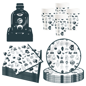 DAMAI Halloween Party Supplies Party Disposable Tableware Set Birthday Favor for Halloween Party Halloween Paper Plates Napkins - Product Image 3