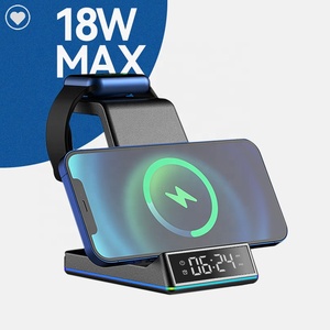 15W 5 en 1 cargador inalámbrico rápido soporte estación de carga multifunción para <span class=keywords><strong>iPhone</strong></span> iWatch <span class=keywords><strong>Airpods</strong></span> con reloj Digital - Product Image 1