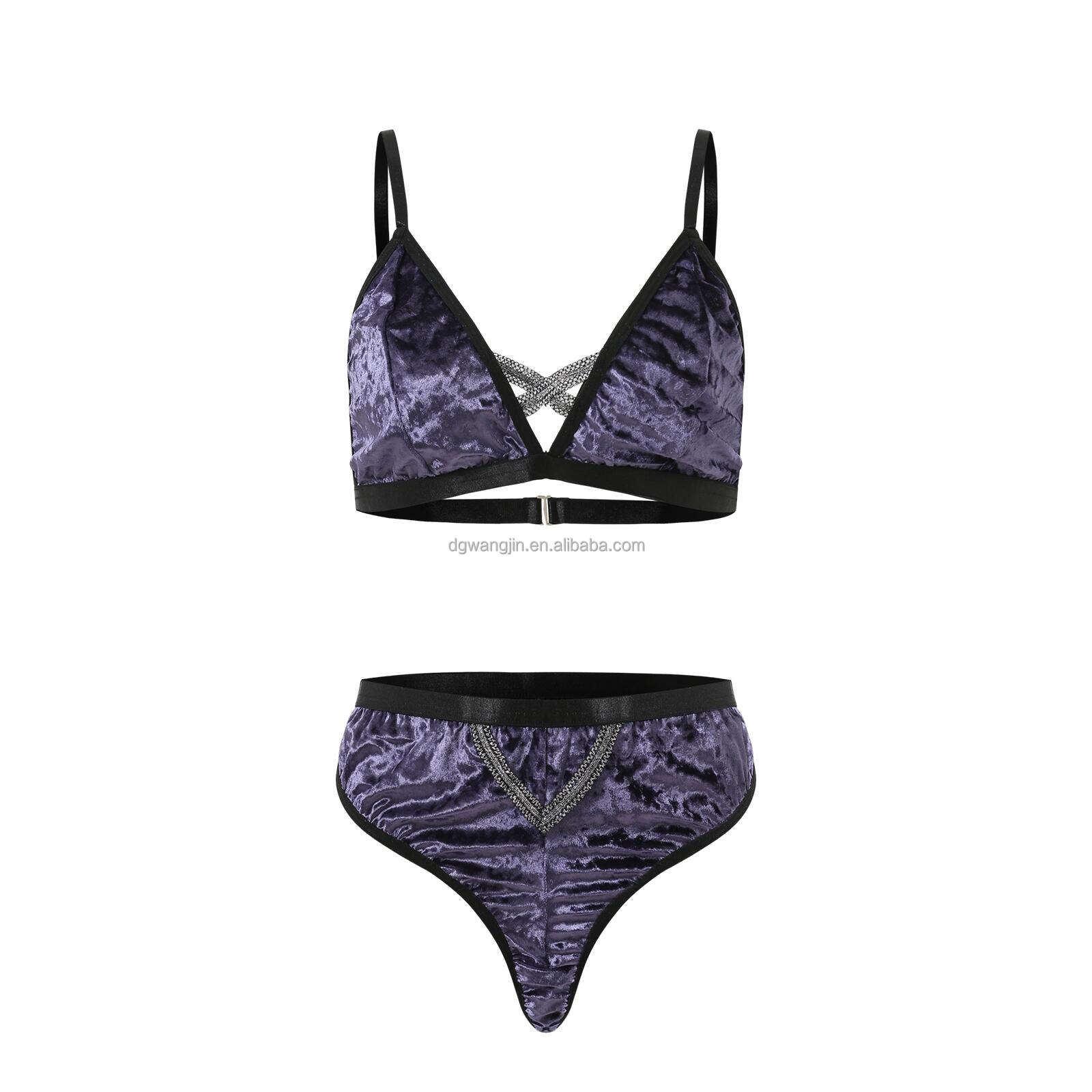 Low Price Wholesale Mature Women's Underwear Sexy Bra Set Plain Color Transparent Mesh Bare Color Bra Underwear Set