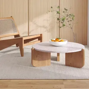 נורדי מודרני סלון ריהוט פלטת אפר עץ קפה שולחן מוצק עץ תה עגול