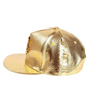 Casquette de baseball snapback unisexe ajustable en tissu lisse, motif Dollar Doré et texture croco, pour hip-hop, performance et fête, avec visière pare-soleil - Product Image 5