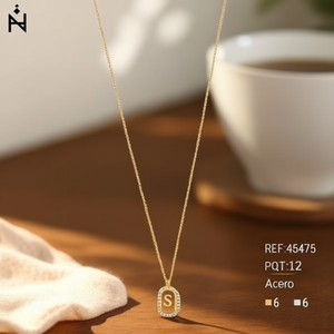 Collana con Ciondolo Lettera S Angelina, Placcata Oro e Argento, in Acciaio Inossidabile con Catena a Serpente, Gioiello Minimalista per Uso Quotidiano e Regalo - Product Image 4