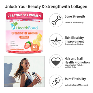 Prix de gros Gummies de créatine 5000mg formulés pour les femmes, saveur fraise-citron, pour stimuler l'énergie et l'endurance, Gummies sportifs - Product Image 3