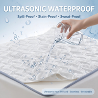 Protège-matelas imperméable à ultrasons, drap-housse en polyester respirant pour lit King, Queen, Full, Twin