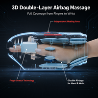 Masseur de poignet et de main avec affichage visuel, rouleau de massage pour la paume, fonctions de chaleur, vibration et airbag, batterie Li, recharge USB