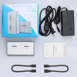 Adaptateur <span class=keywords><strong>USB</strong></span> <span class=keywords><strong>C</strong></span> vers NVME 10Gbps sans outil <span class=keywords><strong>Duplicateur</strong></span> NVMe M.2 Boîtier clone à double baie pour boîtier de disques durs M.2 SSD M Key - Product Image 6