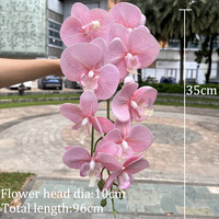 Vente en gros d'usine d'orchidées roses à grandes pétales, orchidées artificielles au toucher réel pour les arrangements de mariage et la décoration