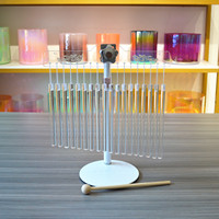 Campanas de Cristal de Cuarzo Transparente HF, Regalo, Campanas de Cristal para Sanación con Sonido de Templo, con Soporte, Instrumento Musical para Relajación