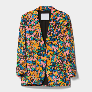 Recién llegado, chaqueta con forro estampado de flores para primavera y otoño, chaqueta con solapa de manga larga y bolsillos con botones para ropa informal - Product Image 2