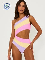Pabrik Grosir Baju Renang Custom, Baju Renang Warna-Warni, Model One Shoulder Cut Out, Baju Renang Wanita Satu Potong