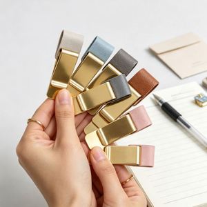 2 Days Ship Brass PU Leather Pencil Holder Pen Clip <b>Bookmark</b> for Traveler Journals Planner - Product Image 1