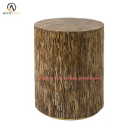 Tabouret moderne en bois avec incrustation d'os, artisanat indien de haute qualité, portabilité artisanale pour chambre à coucher, hôtel, villa, décoration