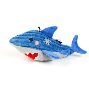 Juguete de peluche con sonido chirriante Popular para mascotas, tejido suave, tiburón, perro interactivo, juguetes para masticar