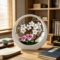 Nieuwe aanwinst: Kunstmatige Phalaenopsis & Wintersweet Bonsai met maanvormige pot, kunstbloem voor woonkamertafel, winkeldecoratie