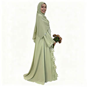 عباءات نسائية إسلامية مخصصة بمقاسات كبيرة للربيع، فساتين طويلة الأكمام مريحة من الشيفون الصلب بتصميم دبي - Product Image 4