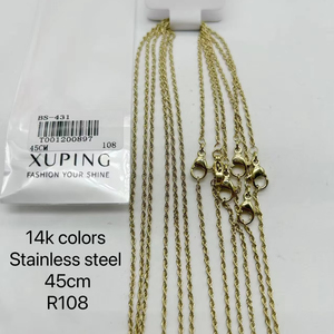 Collana in Acciaio Inossidabile Placcato <span class=keywords><strong>Oro</strong></span> 14K XUPING Jewelry, Catena Vuota all'Ingrosso per Gioielli Fai da Te - Product Image 5