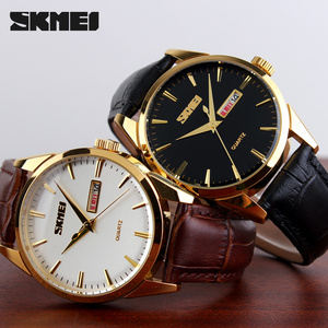 Montre chronographe ronde pour homme, bracelet en cuir de luxe, montre à quartz étanche 30M - Product Image 3