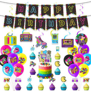 Artículos de Fiesta Retro con Temática de los 80, Pancarta, Guirnalda de Globos en Espiral, Decoraciones de Fiesta de Cumpleaños con Temática de Rock y Neón de los 80 - Product Image 1