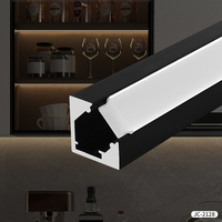 Profilé d'angle LED T5 en aluminium anodisé W10xH10mm, lumineux oblique, pour décoration de meuble/armoire 14mm